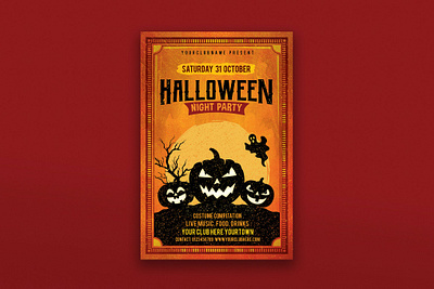 Halloween Party Flyer business catalog clean design graphic design halloween halloween poster horror illustration indesign magazine minimal modern movie poster print printable simple template thriller