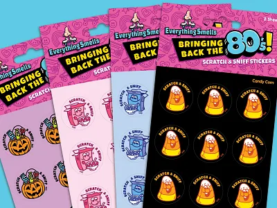 Scratch & Sniff stickers branding fun graphic design halloween illustrations nostalgia package stickers