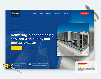 HVAC Hero Header construction design designer figma header hvac landing page landing page design ui ui design uidesign ux ux design uxdesign web design webdesign website website concept website design websites