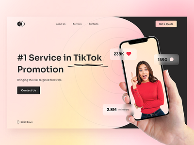 Tiktok Promotion Service Landing Page agency branding corporate digital landing landing page main promo promotion qclay service solution tiktok tool web