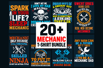 Mechanic T-Shirt Design Bundle auto repair t shirt