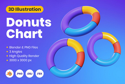 3D Donuts Chart 3d 3d animation 3d art 3d illustration animation app branding business concept design finance graphic design illustration logo motion graphics page startup ui web design website
