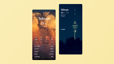 weather app 037 cloudy daily ui 037 dailyui dailyui037 design mobile mobile design night tehran ui weather weather app