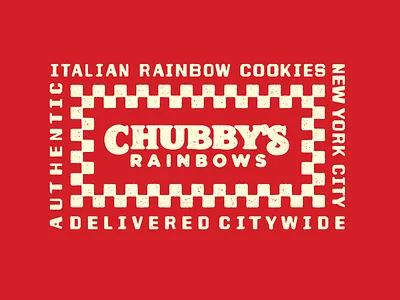 Chubby's badge branding cookies illustration italian mascot pizza script stamp texture