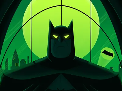 The Dark Knight batman city illustration moon
