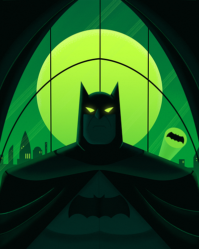 The Dark Knight batman city illustration moon