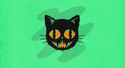 Black Cat black cat halftones halloween retro retro supply simple vintage