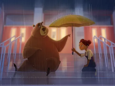 Friendship 2d art bear cartoon character childrenbook disney flat design girl illustration photoshop school texture vector