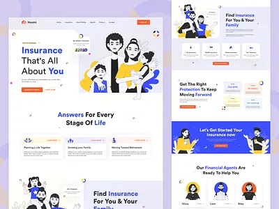 Hoomi-Insurance Landing Page 2021 trend app car insurance design family insurance health insurance homepage insurance insurance company landiing page landing life insurance ui user interface ux web design website
