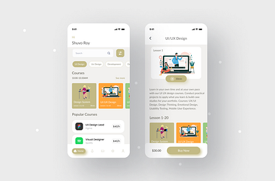 E-Learning Mobile App courses app e learn ui e learning app e online learning minimal mobile app mobile ui online learning programs ui uidesign user interface ux