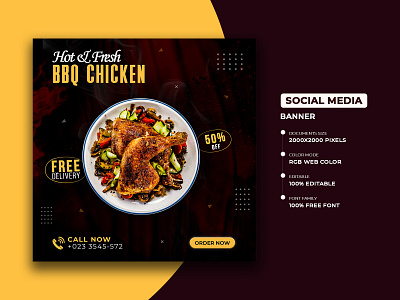 Food Social Media Banner - Restaurants banner design ad banner ads banner design branding chickens post design discount post facebook ad facebook ads facebook banner google ad banner graphic design instagram banner restaurant banner restaurant food menu restaurant post social media graphics social media post