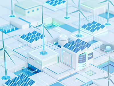 Energy System 3d battery cinema 4d city clean climate change design eco ecofriendly electric energy future futuristic illustration low poly solar panels urban wind turbine