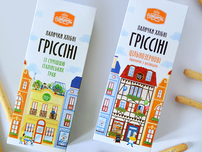 Packaging for grissini Rumianec™ design grissini illustration packaging