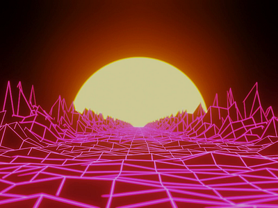 Retro mountains 3d animation design mountain