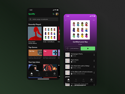 Spotify App Redesign app design mobile mobile redesign redesign spotify trend ui ui design uidesign uiux ux uxdesign