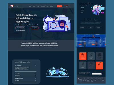 Cybersecurity website landing page UI/UX Design. creative cybersecurity dailyui data security design graphic design illustration landing page logo modern network data security new secure templates themes ui vector web banner web design web security