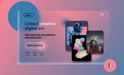 Creative NFT Marketplace Glass Effect Concept Design branding copywriting agecny web design crypto currency design illustration logo nft ui ux vector web design web design inspiration