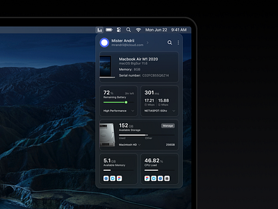 MacOS System Status Concept - UI/UX Design app app design app ui apple apple ui dashboard design macos macos design macos ui ui uiux ux