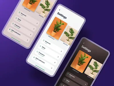 Plant watering settings - UI Challenge app challenge daily ui design earth theme flat plants settings ui vector water watering