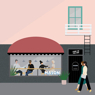 Mason, Newtown, Wellington design illustration vector