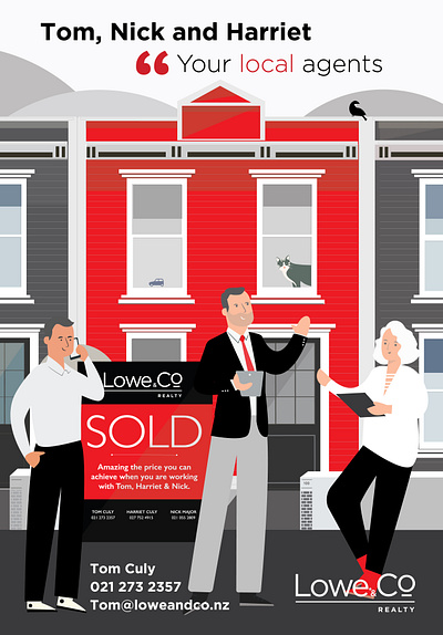 Lowe & Co, Real Estate Agents branding design illustration vector