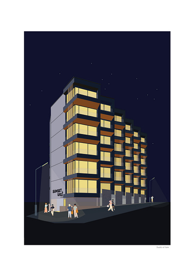 Aoraki Construction, Sunset West Development branding design illustration vector