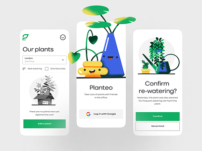 App that makes all the plants in the house well-watered & happy cute design dropdown empty illustration login logo plant sign ui watering 插图