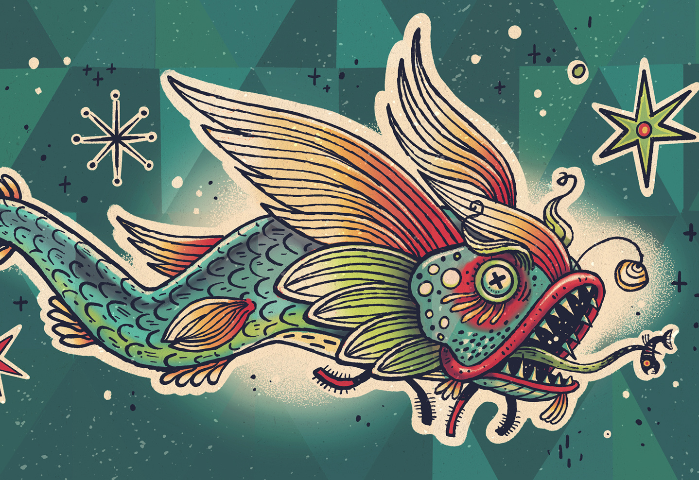 FISH⚓TOWN bestiary character design fish fun graphic hand drawn type hand lettering illustrated illustration illustrator logo sea monster