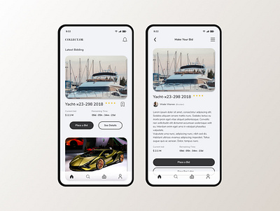 Bidding App app bidd bidding app black elegant elegant ui ui ui design ui popular ui today ui ux white