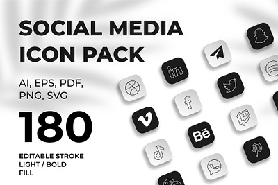 Social Media Icon Pack adobe xd android branding figma fill graphic design icon icon pack icons illustrator outline social media social media icons ui ui ux vector vector files website