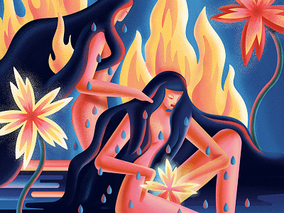 Menopause article beautiful digital digitalillustration fire flower illustration illustrator lake medicine menopause science women