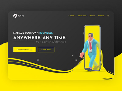 Atiry - Business Management Company Landing page design graphic design landing page logo ui web