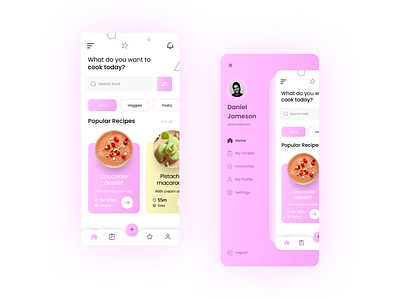 Recipes Mobile app - Home page UI Design app design graphic design mobile app ui