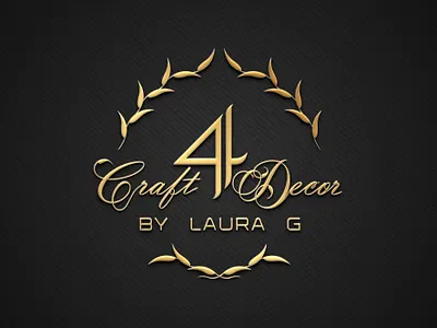 Craft4Decor beautiful design feminine design flat logo golden color hand craft illustration logodesign number 4