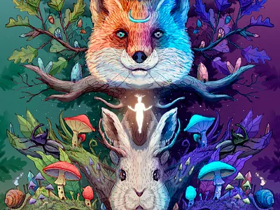 Totem digital art dreams fairy tale forest illustration nft photoshop raster totem