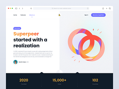 Superpeer landing page redesign concept 💎 about us app app design app ui clean ui hero section landing landing page light theme minimal ui ux web website wed design