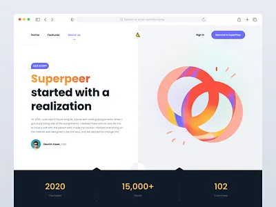 Superpeer landing page redesign concept 💎 about us app app design app ui clean ui hero section landing landing page light theme minimal ui ux web website wed design