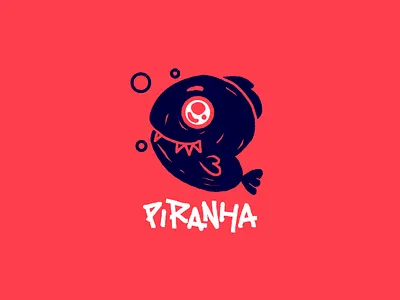 Piranha animal badge branding design fish graphic design icon illustration logo mascot patch piranha unique
