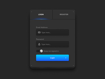 Memories 2 dark effects form highlight input login shadow skeuomorphism ui ux