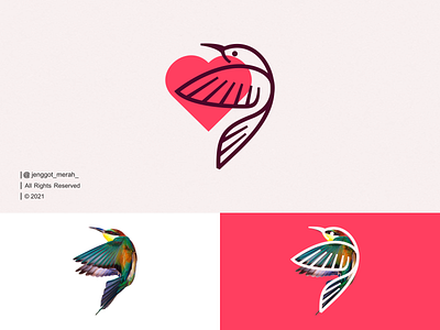 Bird with Love Line Art logo Idea animal awesome bird brand branding design fly icon identity illustration inspirations line art logo love mark minimal monoline nest symbol wings