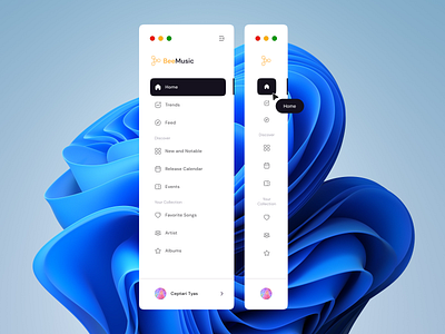 Bee Music - Sidebar Left Dashboard w/ Responsive album apple clean dashboard design media minimalism music netflix play playlist radio responsive song spotify streaming ui ux web website