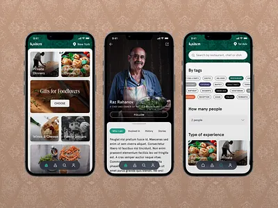 Kaiten Mobile App Design app app design application branding catering chef design food graphic design interaction design interface logo marketplace mobile mobile application mobile design ui user experience user interface ux