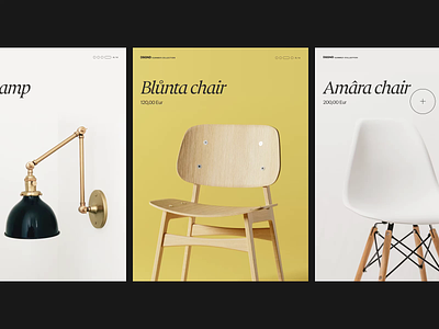 Furniture store product details animation clean design furniture product page store typography ui