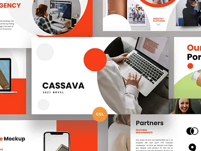 Cassava Multipurpose Template clean colorful company corporate google slides keynote modern multipurpose multipurpose template photography pitch deck portfolio powerpoint presentation studio template unique web design web development website