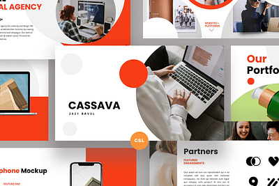 Cassava Multipurpose Template clean colorful company corporate google slides keynote modern multipurpose multipurpose template photography pitch deck portfolio powerpoint presentation studio template unique web design web development website