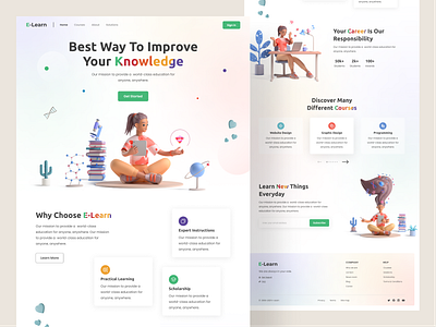 E-Learning Landing Page Design business design designer e learn e learning freelancer landing page ui ui design ui designer uiux ux ux design ux designer web web design web designer web page website website design