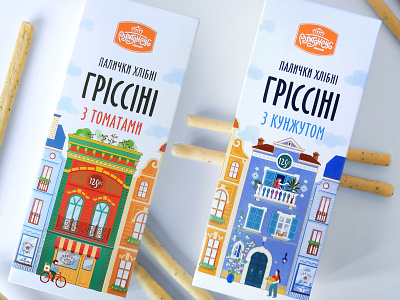 Packaging for grissini Rumianec™ design grissini illustration packaging