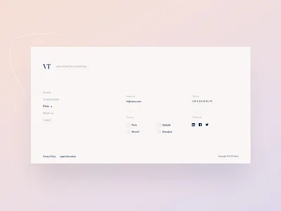 VC company - Footer design design layout footer footer design footer layout footer navigation investing ui design uiux vc vc website web design webflow website design