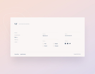 VC company - Footer design design layout footer footer design footer layout footer navigation investing ui design uiux vc vc website web design webflow website design