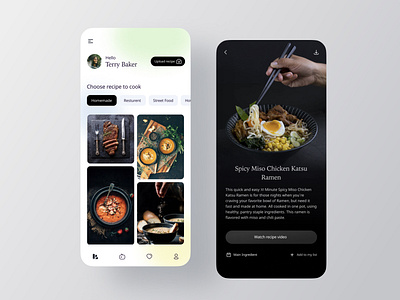 Recipe App clean design food food app ios app minimal mobile app recipe app recipes ui uiux ux